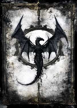 Dragon framed in gothic style