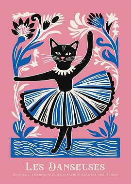 Les Danseuses: Ballerina Cat Art Print