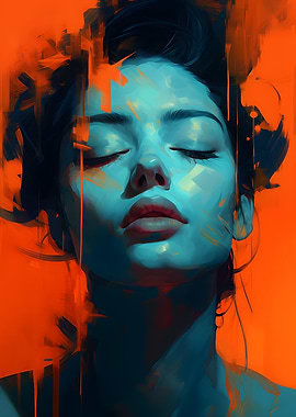 Abstract Portrait in Blue and Orange