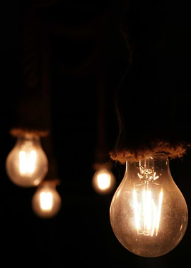 Hanging Light Bulbs in the Dark
