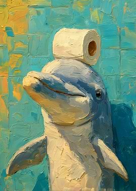 Dolphin with Toilet Paper Painting