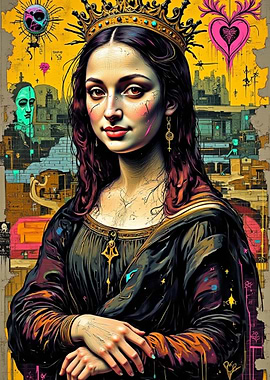 Mona Lisa with Graffiti Background