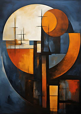 Abstract Geometric Painting with Circles and Rectangles
