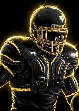Black and Gold Football Player Illustration