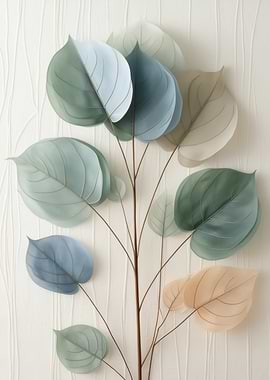 Abstract Leaves on Textured Background