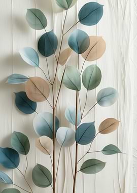 Eucalyptus Branches on White Background