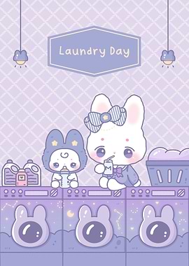 Cute Laundry Day with Bunny Friends
