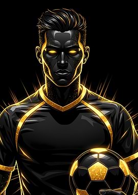 Golden Soccer Player Portrait