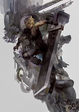 Cloud Strife with Buster Sword Artwork