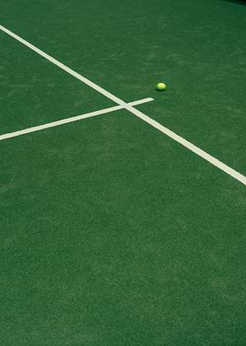 Tennis court with ball