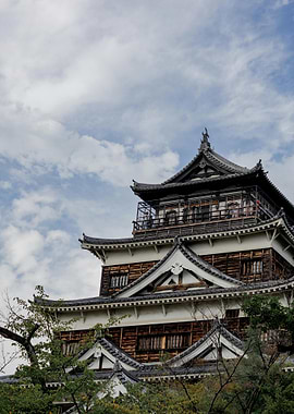 Japanese Castle Under Cloudy Sky