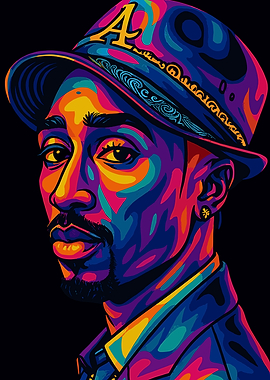Colorful Tupac Shakur Portrait