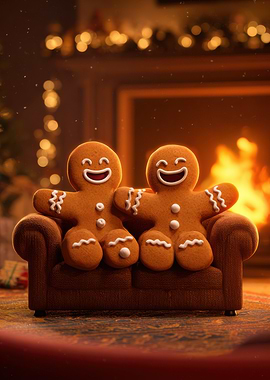 Gingerbread men on a couch
