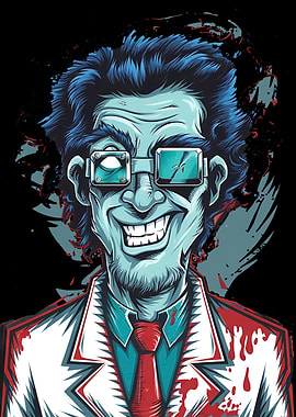 Mad Scientist Portrait with Square Glasses
