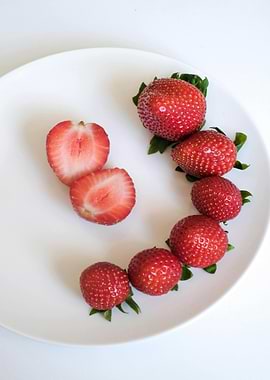 Fresh Strawberries on White Plate