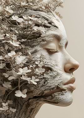 Woman with Bark and Flowers