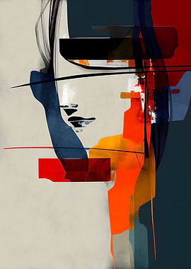 Abstract Portrait with Geometric Shapes