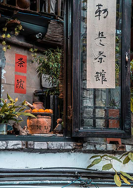 Traditional Tea House Window Display