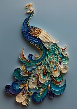 Quilled Paper Peacock Art