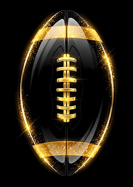 Golden Football on Black Background