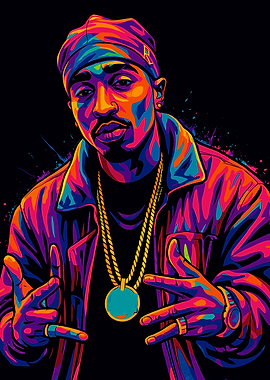 Tupac Shakur Colorful Portrait