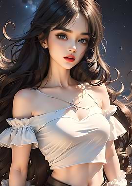 Anime Girl with Flowing Hair