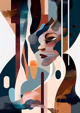 Abstract Portrait with Geometric Shapes