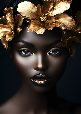 Golden Flowers Portrait