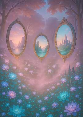 Dreamy Mirrors in a Lotus Field