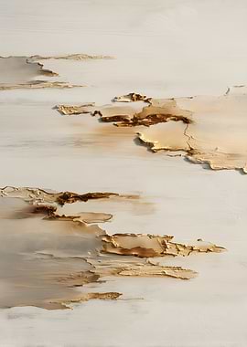 Abstract Gold and White Textured Painting