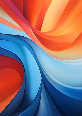 Abstract Orange and Blue Waves