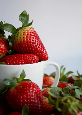 Strawberries in a White Mug