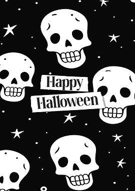 Happy Halloween Skulls and Stars