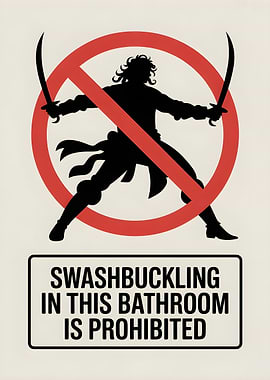 Swashbuckling Prohibited Bathroom Sign