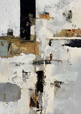 Abstract Painting with Black and Gold