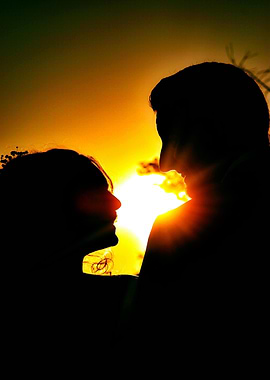 Silhouette of a Couple at Sunset