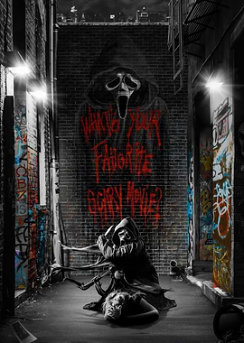 Scream Movie Scene in Dark Alley
