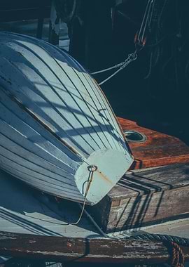 Overturned Dinghy on a Boat Deck