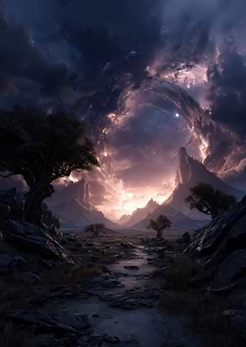 Dramatic Landscape with Celestial Portal