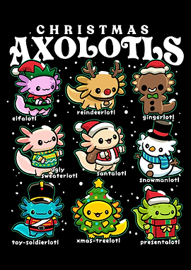 Christmas Axolotls Cartoon Characters