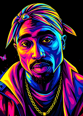 Colorful Portrait of Tupac Shakur