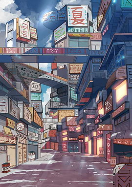 Futuristic Asian Cityscape Digital Art