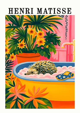 Henri Matisse Style Hedgehog Bath