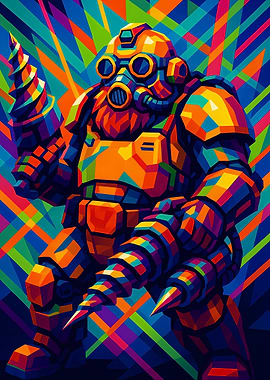 Deep Galactic Drill Robot Abstract Art