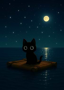 Black Cat on Raft