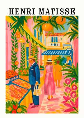 Henri Matisse Style Market Scene Painting