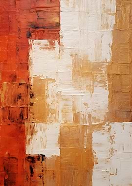 Abstract Painting with Orange and White