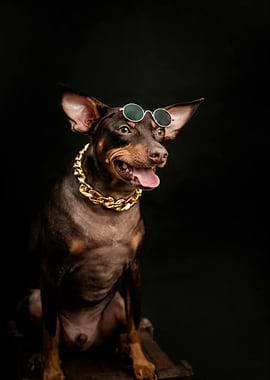 Dog with Sunglasses and Gold Chain
