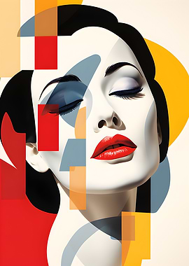 Abstract Woman Portrait with Geometric Shapes