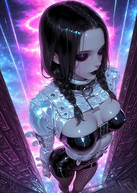 Gothic Girl in Cyberpunk Fashion